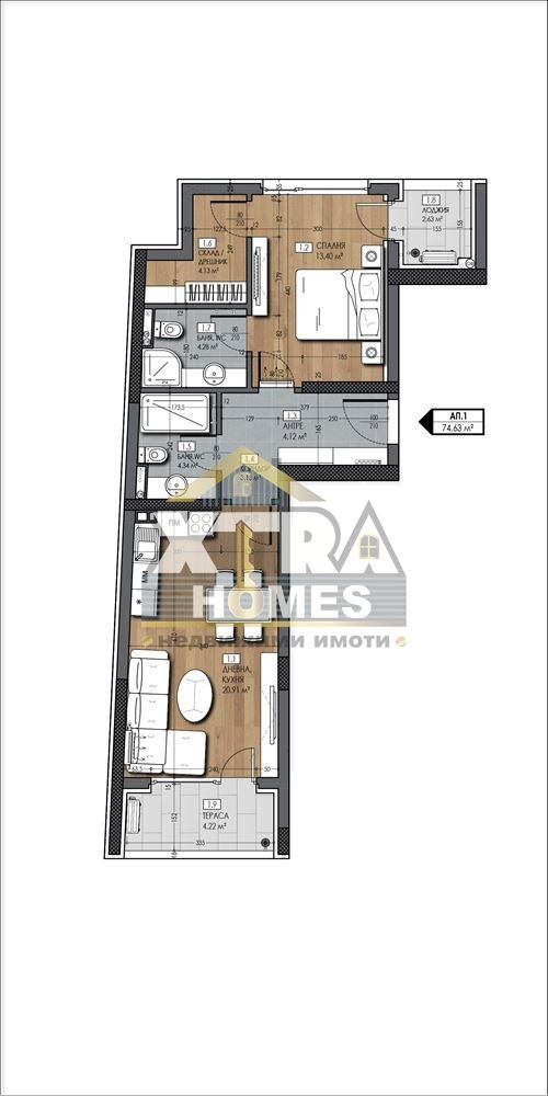 Продаја  1 спаваћа соба Софија , Подујане , 68 м2 | 35258355