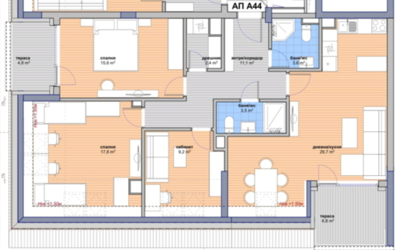 Satılık  3 yatak odası Sofia , Malinova dolina , 160 metrekare | 23099723 - görüntü [6]