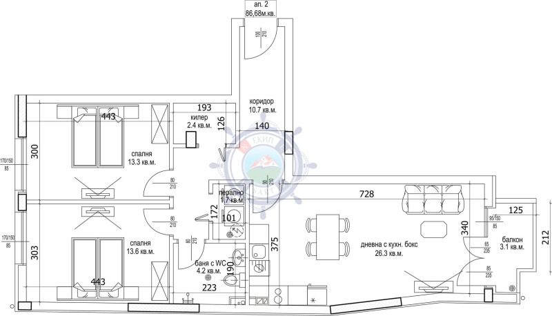 Продава 3-СТАЕН в град Варна, Цветен квартал - 99 кв.м / 185 000 € » 361 828.55 лв., ЕКИП САРТ