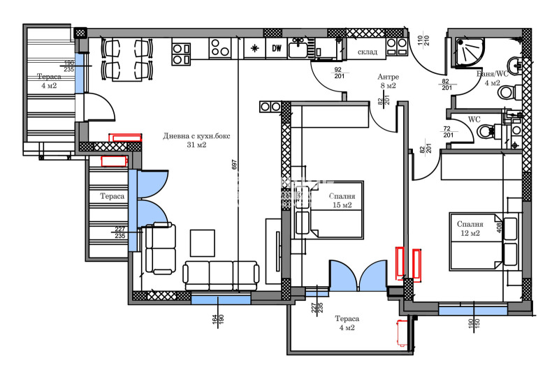 En venta  2 dormitorios Plovdiv , Jristo Smirnenski , 125 metros cuadrados | 70057548 - imagen [5]