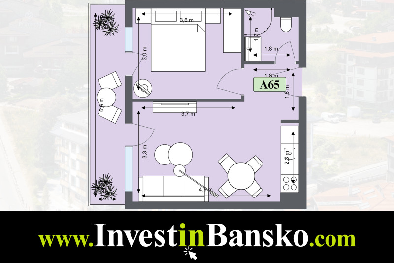 Продава 2-СТАЕН в област Благоевград, гр. Банско - 55 кв.м / 75 000 € » 146 687.25 лв., ГЛОБЪЛ ИНВЕСТМЪНТ ПРОПЪРТИС