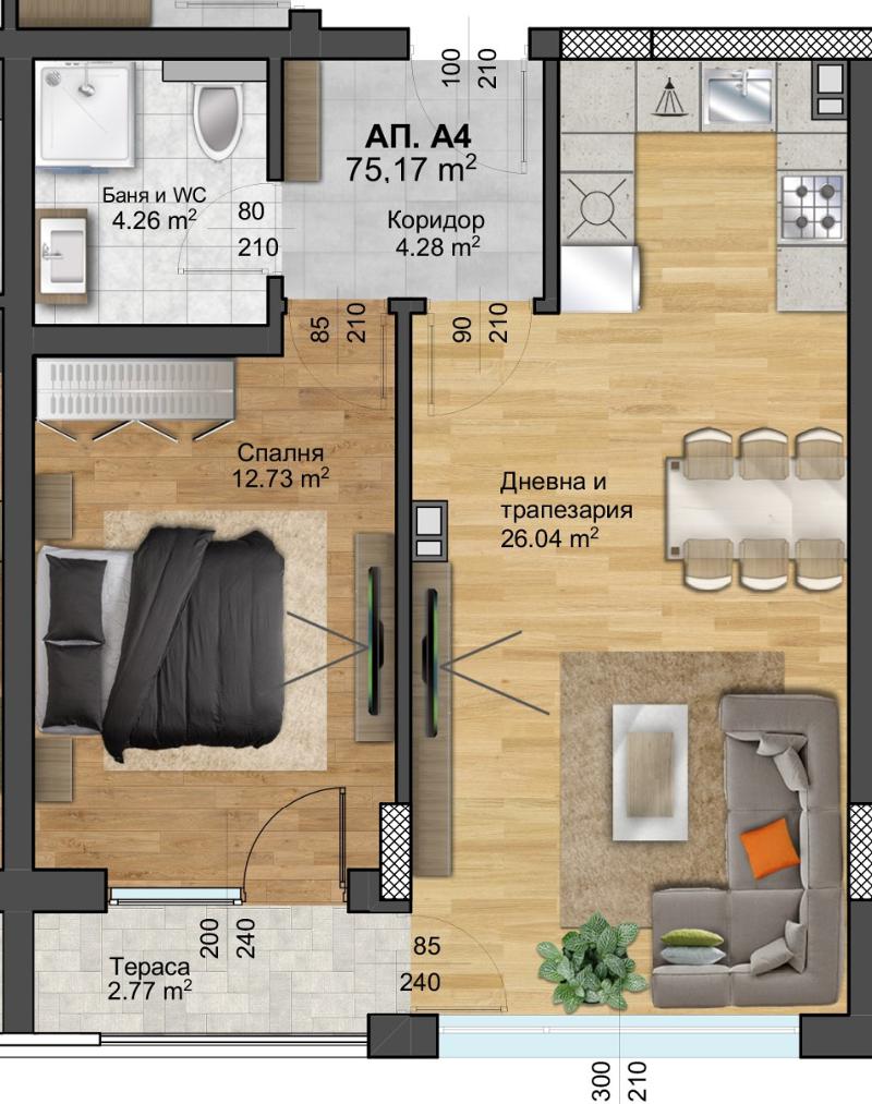 À venda  1 quarto Plovdiv , Hristo Smirnenski , 75 m² | 96778870 - imagem [2]