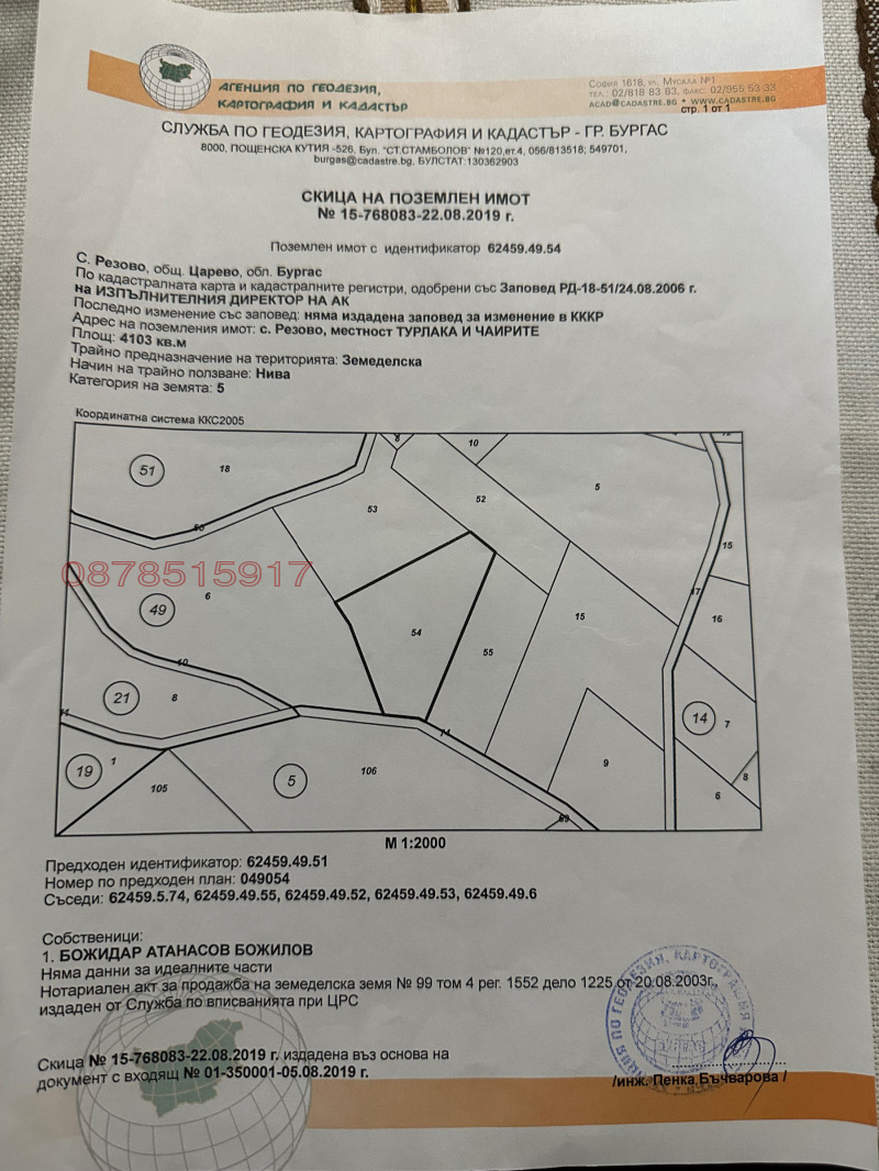 Продава ЗЕМЕДЕЛСКА ЗЕМЯ, с. Резово, област Бургас
