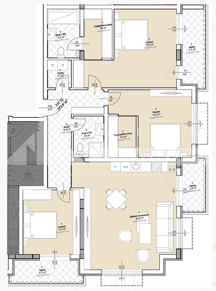 Продаја  3 спаваће собе Пловдив , Остромила , 175 м2 | 16069368 - слика [4]
