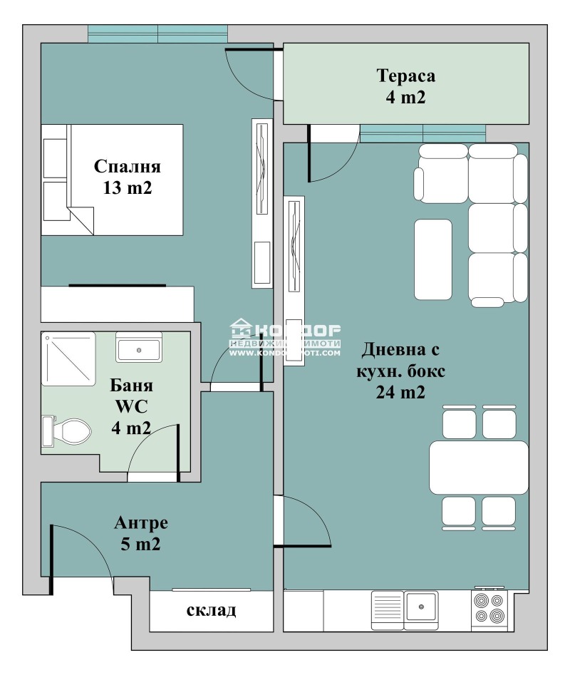 In vendita  1 camera da letto Plovdiv , Trakiia , 70 mq | 67285491 - Immagine [2]