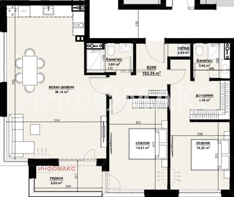 Продава 3-СТАЕН в град Бургас, Хоризонт - 117 кв.м / 230 000 € » 449 840.90 лв., ИНФОМАКС