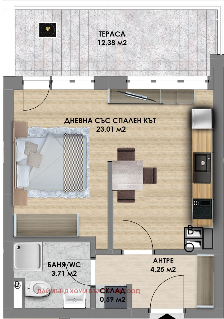 Продава 1-СТАЕН, гр. Пловдив, Христо Смирненски, снимка 2 - Aпартаменти - 48035199