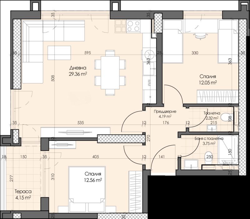 Продава  3-стаен град Пловдив , Гагарин , 104 кв.м | 57391605 - изображение [2]