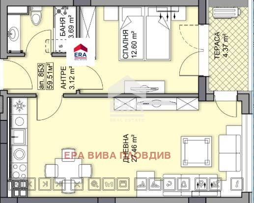 Na sprzedaż  1 sypialnia Plowdiw , Gagarin , 71 mkw | 10690672 - obraz [4]