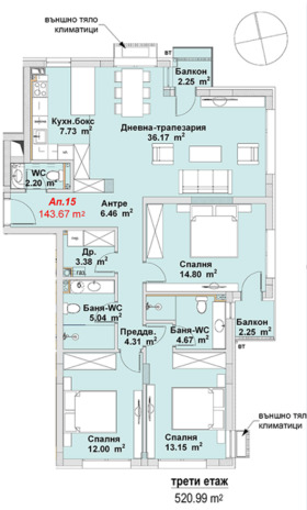 3 chambres m-t Gardova glava, Sofia 1