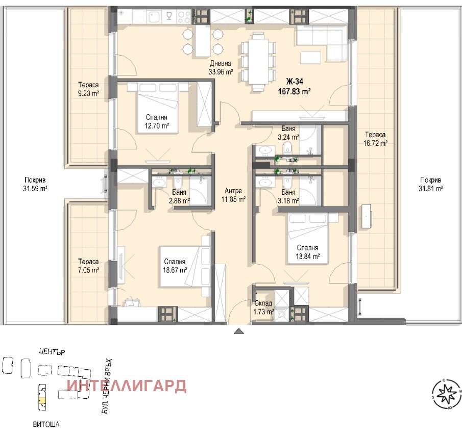 Продава 4-СТАЕН, гр. София, Кръстова вада, снимка 16 - Апартаменти - 53913687