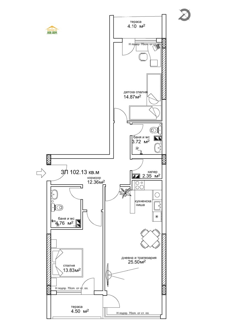 Satılık  2 yatak odası Plovdiv , Sadiyski , 124 metrekare | 80394307 - görüntü [4]