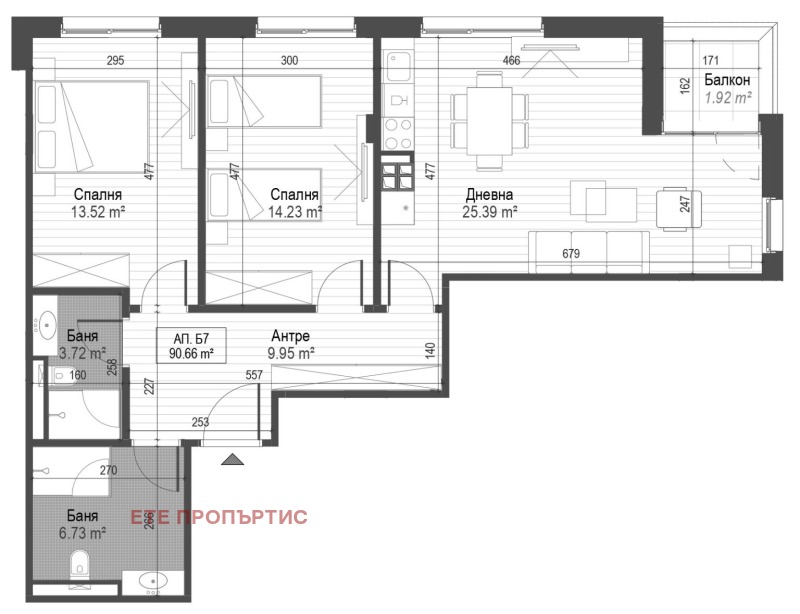 In vendita  2 camere da letto Sofia , Zona B-19 , 107 mq | 16981175 - Immagine [13]