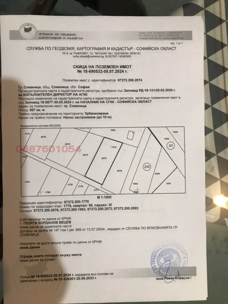 Продава ПАРЦЕЛ, гр. Сливница, област София област