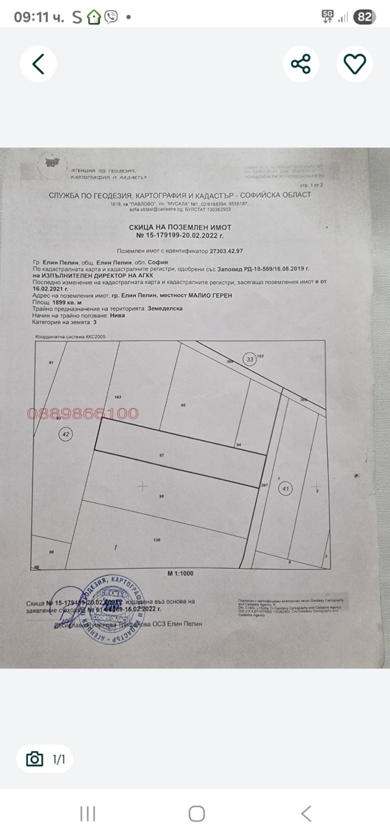 Продава  Земеделска земя област София , гр. Елин Пелин , 1.9 дка | 81631076