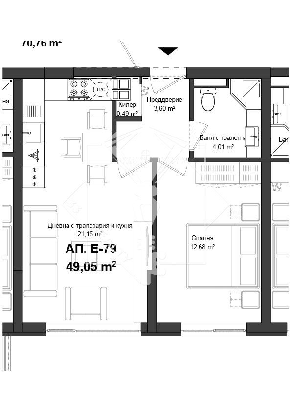 Продава  2-стаен град Пловдив , Гагарин , 56 кв.м | 74798447