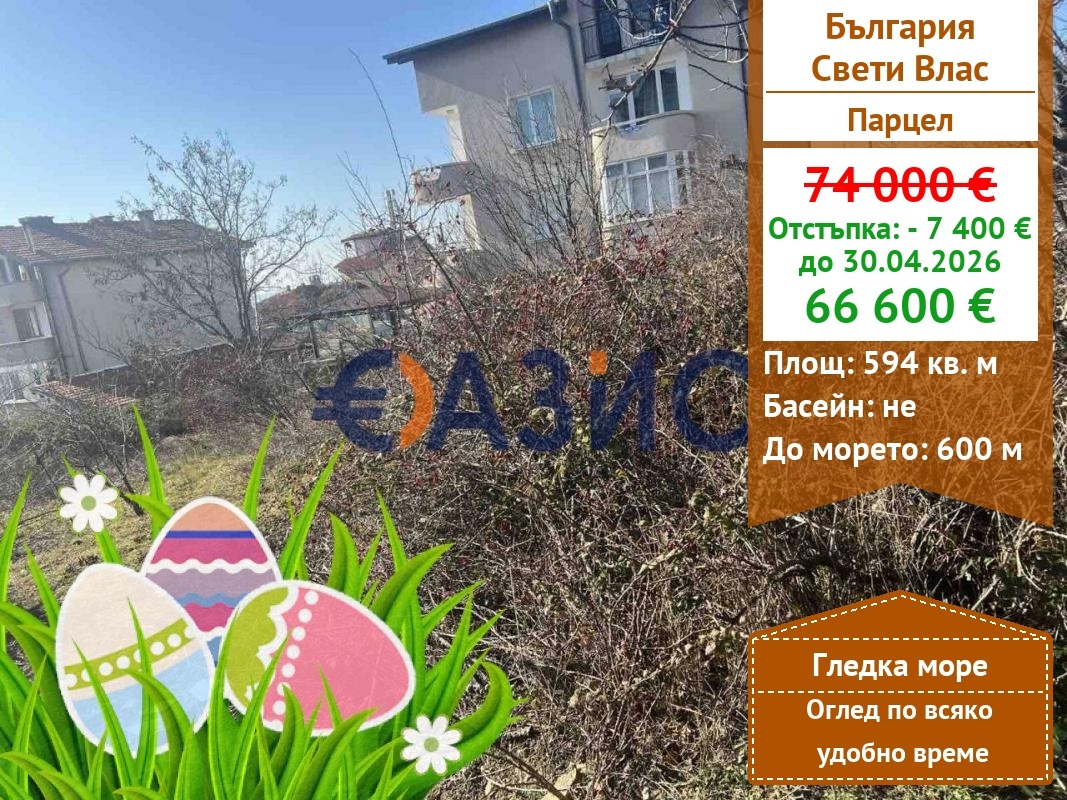 Продава ПАРЦЕЛ, гр. Свети Влас, област Бургас