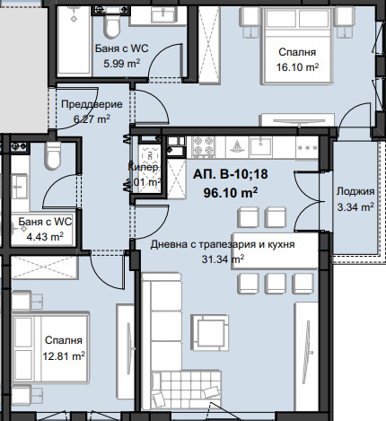 En venta  2 dormitorios Plovdiv , Jristo Smirnenski , 120 metros cuadrados | 22713945 - imagen [5]