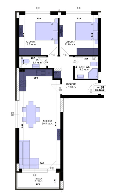 Till salu  2 sovrum Varna , Kaisieva gradina , 97 kvm | 35719388 - bild [2]