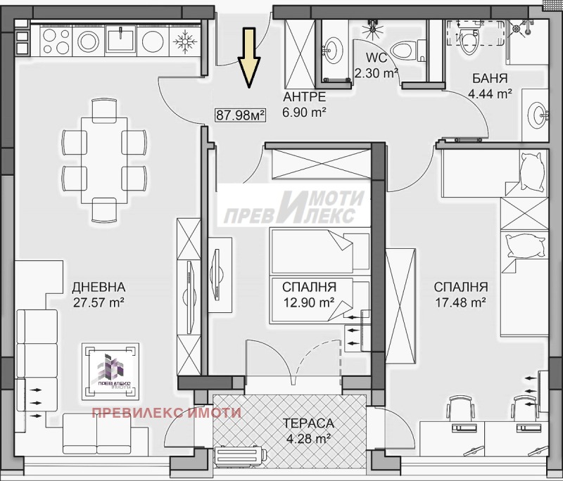 Продава 3-СТАЕН в град Пловдив, Кършияка - 104 кв.м / 150 900 € » 295 134.75 лв., ПРЕВИЛЕКС ИМОТИ