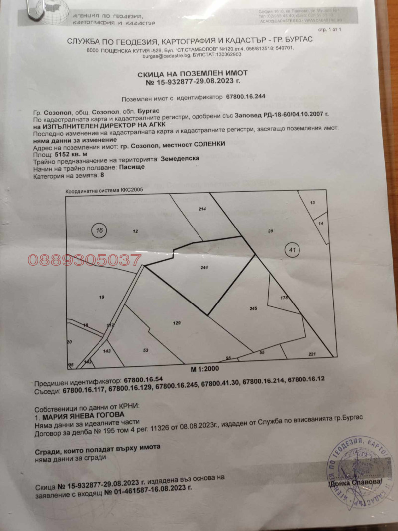 Продава ЗЕМЕДЕЛСКА ЗЕМЯ, гр. Созопол, област Бургас, снимка 2 - Земеделска земя - 52782613