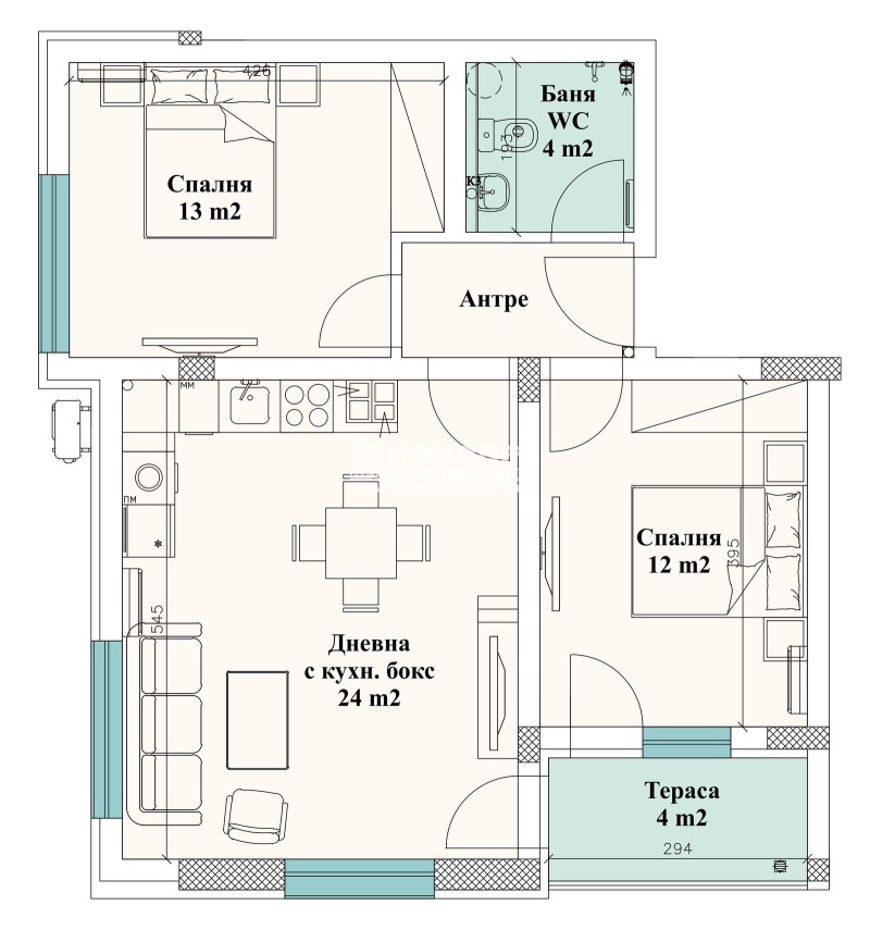 Продается  2 спальни Пловдив , Остромила , 92 кв.м | 80455479 - изображение [3]