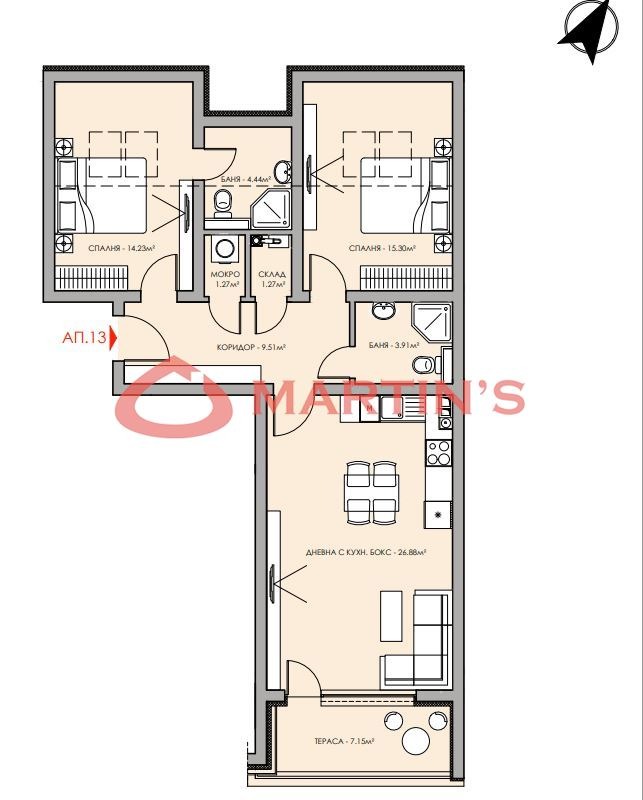 Продава 3-СТАЕН, гр. София, Овча купел, снимка 12 - Апартаменти - 52737188