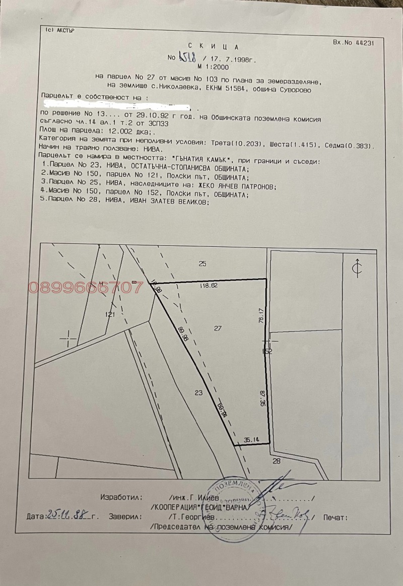 Eladó  Föld régió Várna , Nikolaevka , 12.002 dka | 12765832