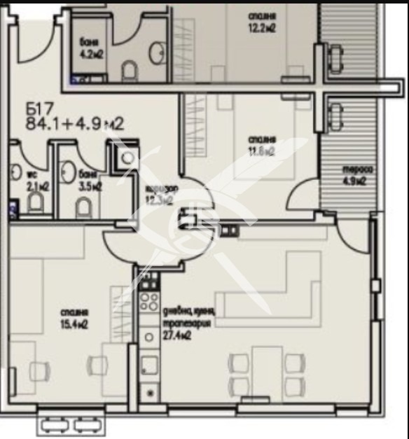 На продаж  2 спальні Бургас , Сарафово , 86 кв.м | 92325428 - зображення [2]