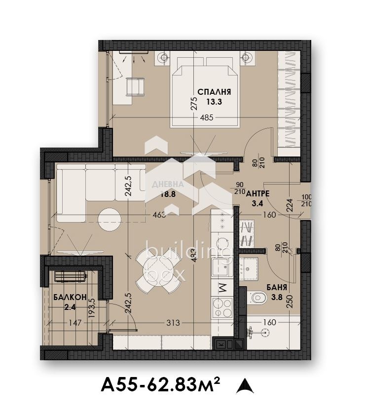 Продава 2-СТАЕН, гр. Варна, Виница, снимка 2 - Апартаменти - 53733768