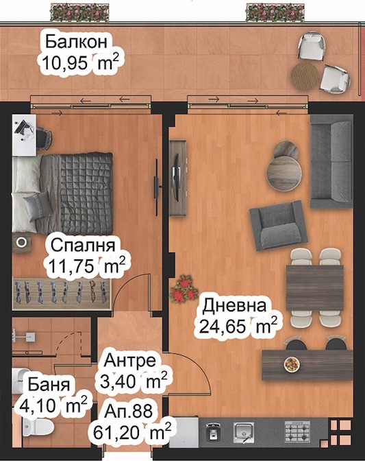 In vendita  1 camera da letto Plovdiv , Otdih i kultura , 71 mq | 11456990 - Immagine [2]