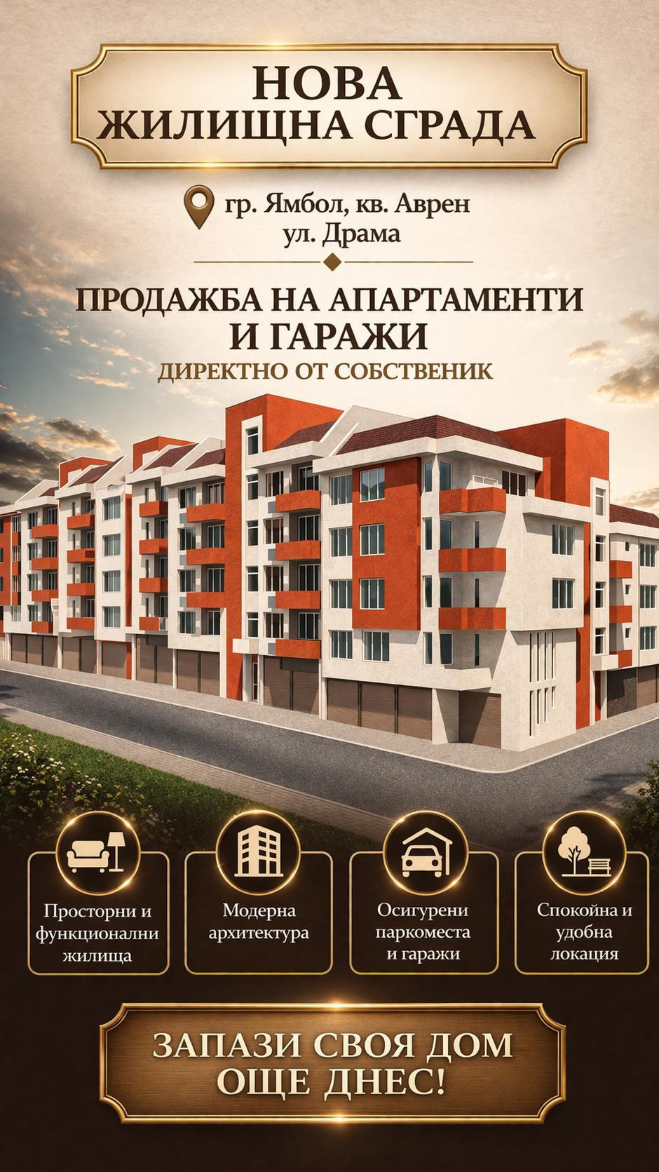 Продава 2-СТАЕН, гр. Ямбол, Аврен