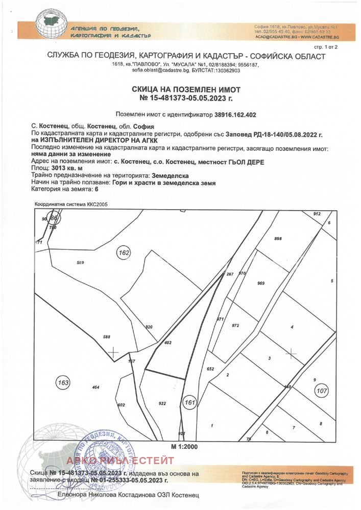 Продава ПАРЦЕЛ, гр. Костенец, област София област