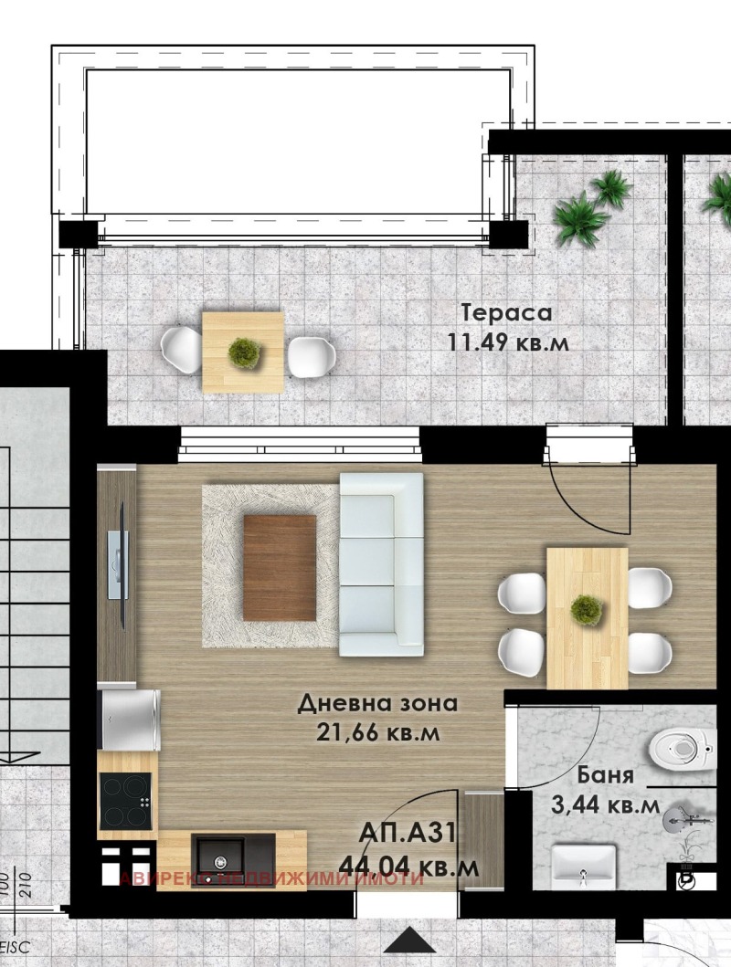 Na prodej  Studio Plovdiv , Kjučuk Pariž , 52 m2 | 90737738 - obraz [2]