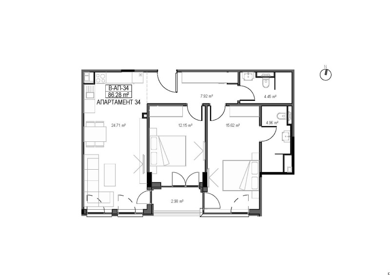 En venta  2 dormitorios Sofia , Ovcha kupel , 101 metros cuadrados | 75389640 - imagen [2]