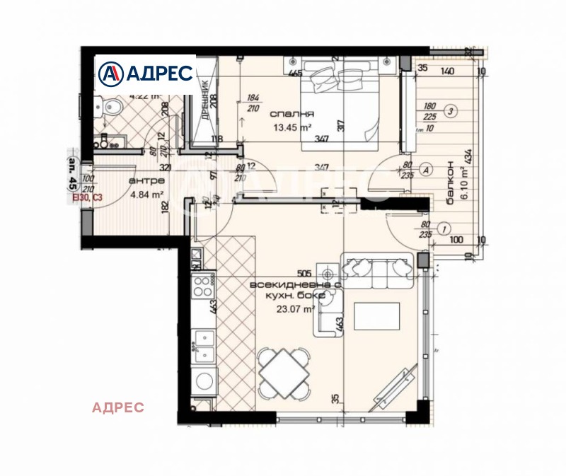 De vânzare  1 dormitor Varna , Mladost 1 , 74 mp | 85453617