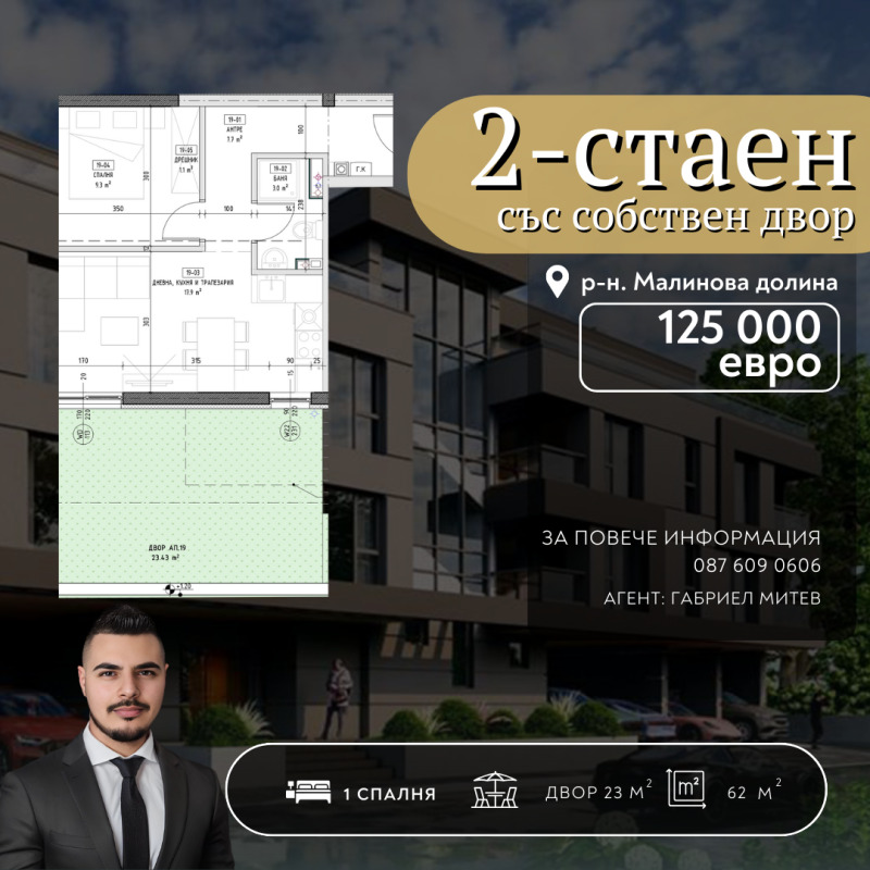 Продава 2-СТАЕН, гр. София, Малинова долина, снимка 1 - Aпартаменти - 47685605