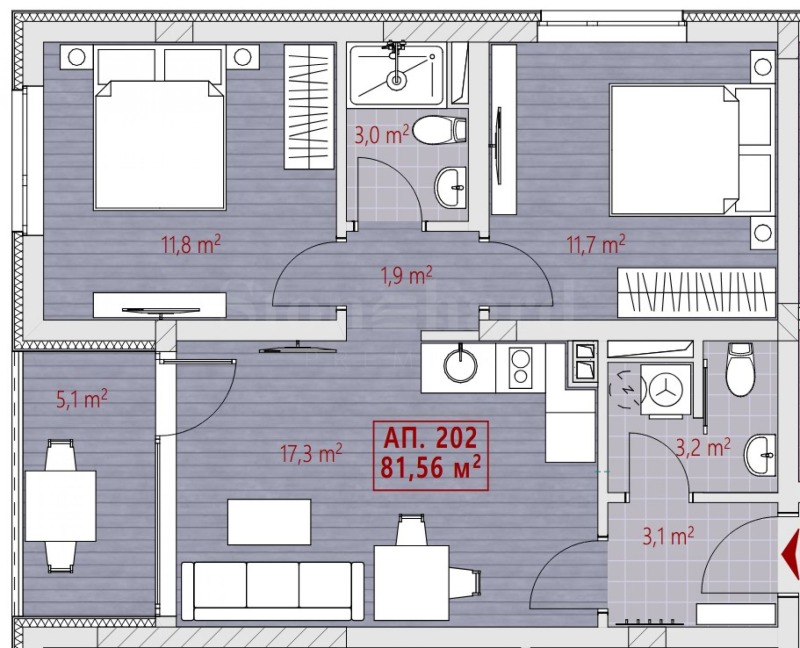 Продаја  2 спаваће собе регион Бургас , Несебар , 81 м2 | 93365519 - слика [2]
