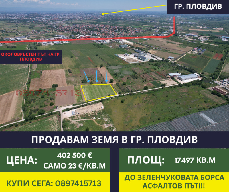 Til salg  Jord region Plovdiv , Plovdiv , 17.497 dka | 85193080