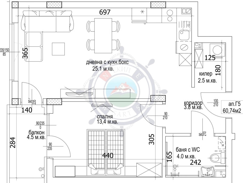 Satılık  1 yatak odası Varna , Kaysieva gradina , 71 metrekare | 92092545 - görüntü [2]