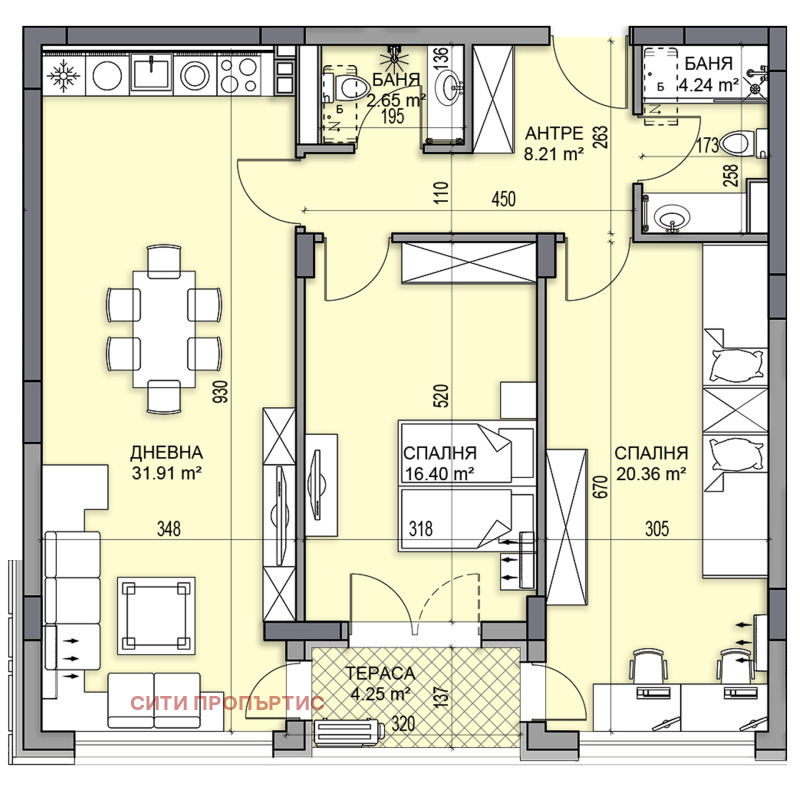 Myytävänä  2 makuuhuonetta Plovdiv , Gagarin , 121 neliömetriä | 51530211 - kuva [4]