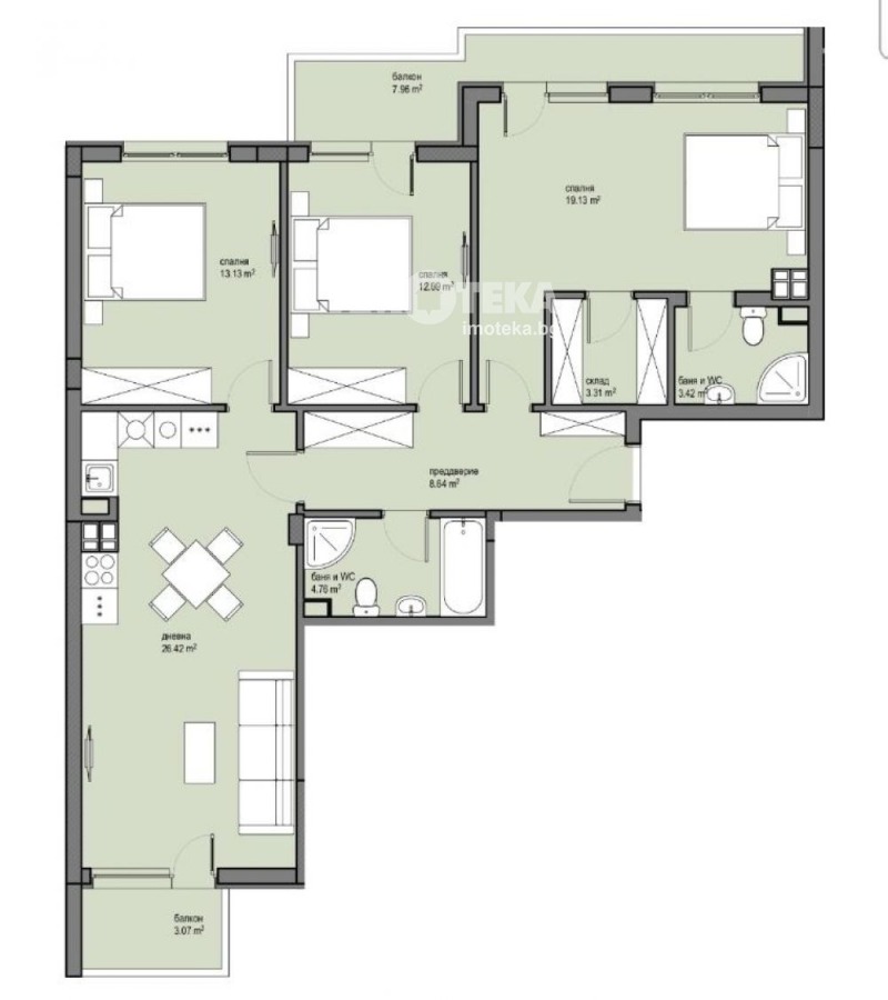 En venta  3+ dormitorios Sofia , Krasna polyana 2 , 136 metros cuadrados | 64857758 - imagen [2]