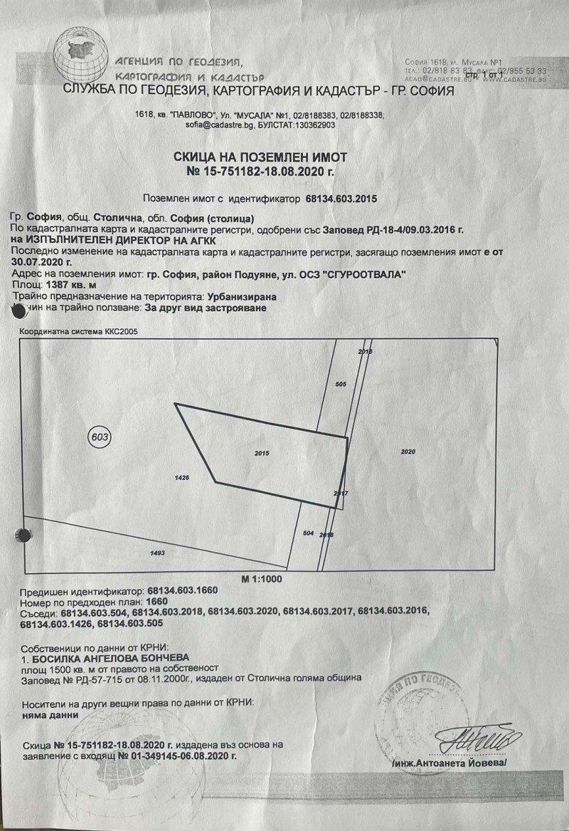 Продава ПАРЦЕЛ в град София, Орландовци - 1500 кв.м / 50 000 € » 97 791.50 лв., АГЕНЦИЯ АГРЕСИЯ