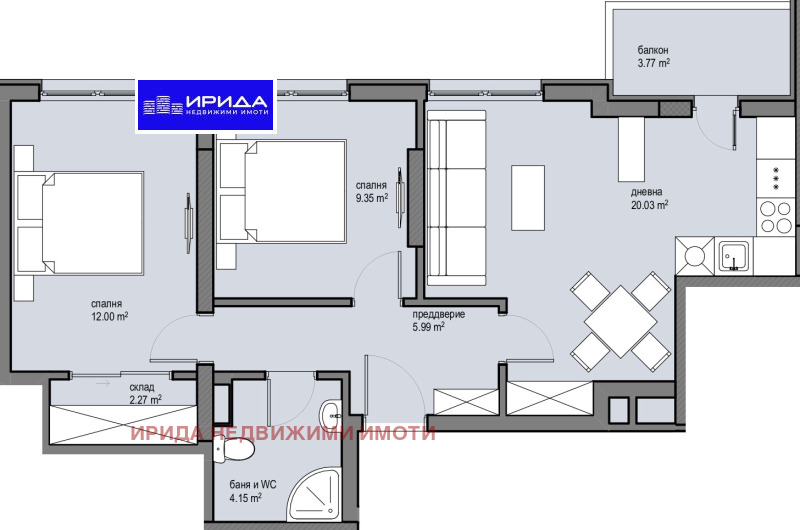 Myytävänä  2 makuuhuonetta Sofia , Krasna poljana 2 , 78 neliömetriä | 64090640 - kuva [3]