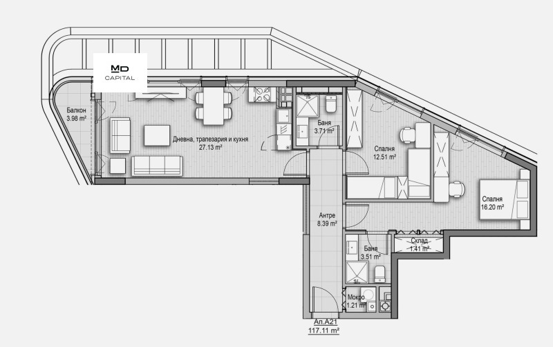 Продава 3-СТАЕН, гр. София, Витоша, снимка 3 - Aпартаменти - 49098021