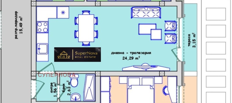 Продава  1-стаен град Хасково , Тракийски , 44 кв.м | 44566590 - изображение [3]