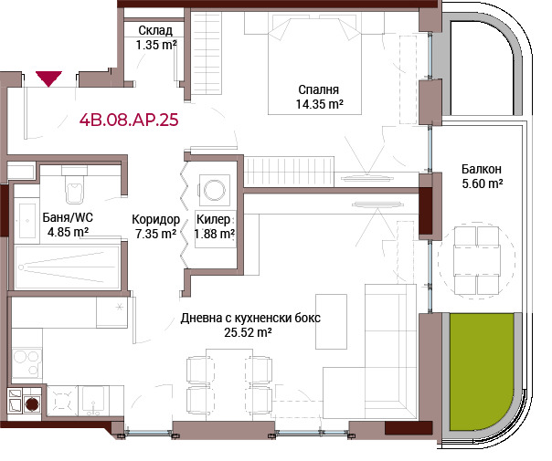 Продава 2-СТАЕН, гр. София, Лозенец, снимка 2 - Апартаменти - 55809809