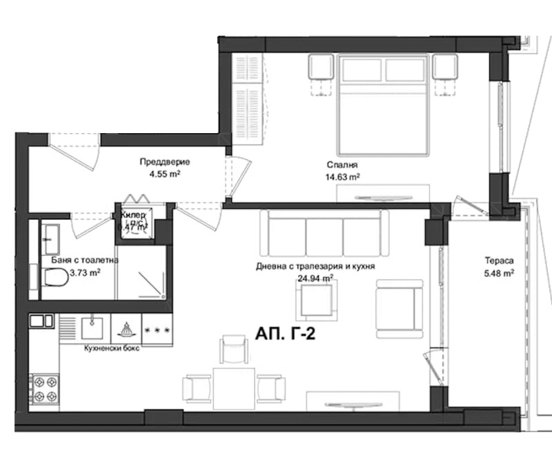 Продаја  1 спаваћа соба Пловдив , Гагарин , 73 м2 | 78411645 - слика [2]