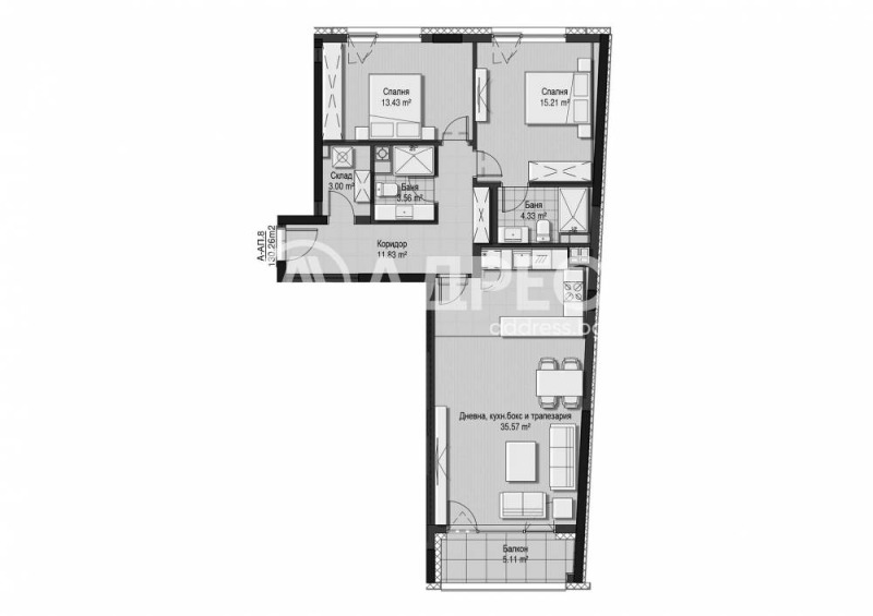 De vânzare  2 dormitoare Sofia , Hladilnica , 130 mp | 42491840 - imagine [2]