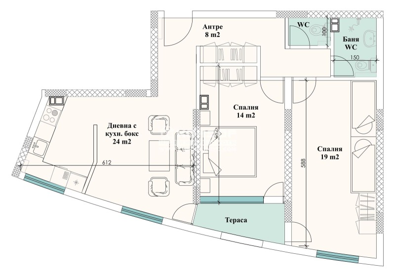 En venta  2 dormitorios Plovdiv , Tsentar , 102 metros cuadrados | 11777336 - imagen [2]